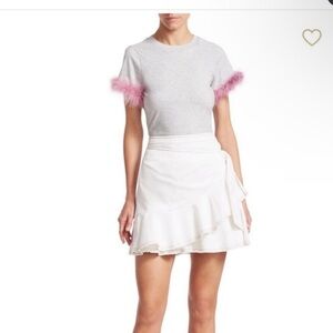 Cinq à Sept | Tous Les Jours Anson Twill Mini Skirt in Off White Sz 4 Faux Wrap